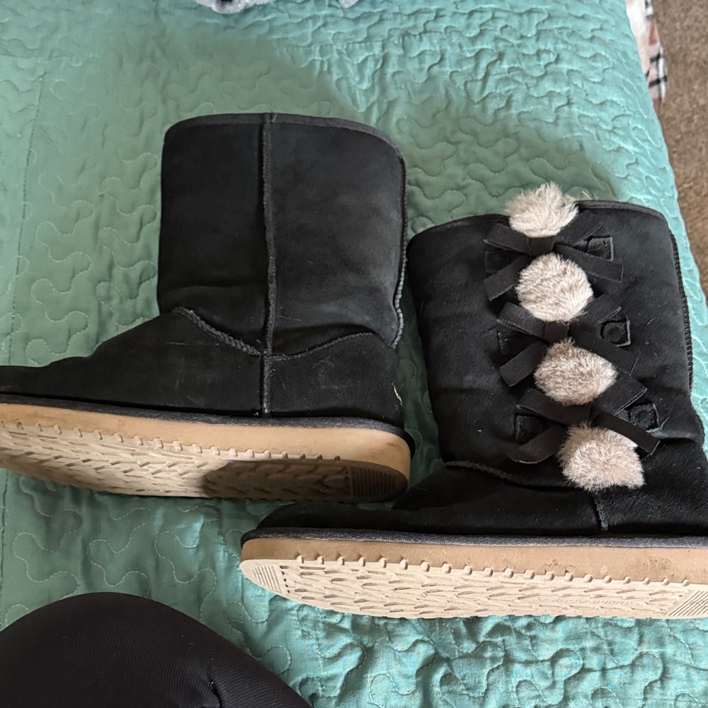 Black Koolaburra by Ugg Boots with Pom Poms